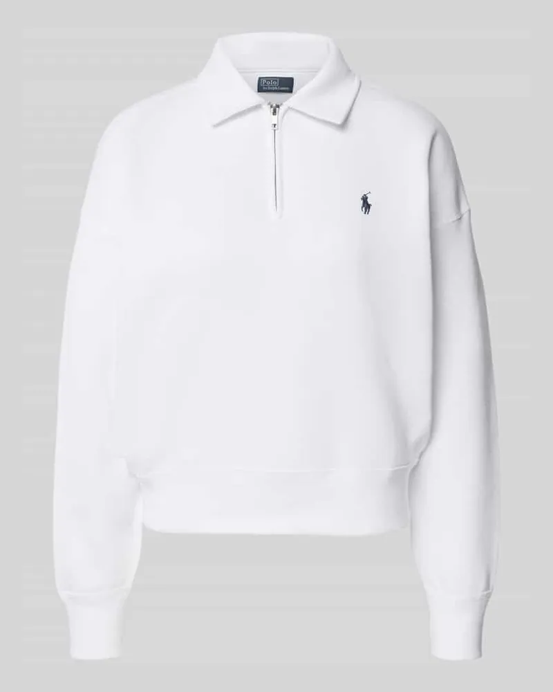 Ralph Lauren Sweatshirt mit Polokragen und Label-Stitching Weiss