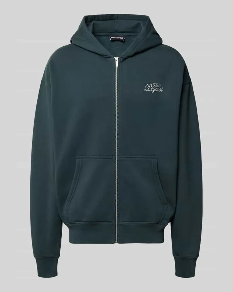 PEGADOR Sweatjacke aus Baumwoll-Mix mit Logo-Stickerei Modell 'Harstad Dunkelgruen