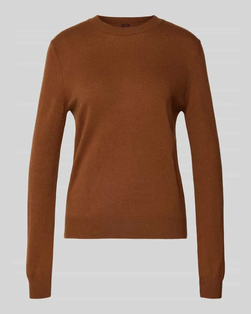 Stefanel Strickpullover aus Wolle mit Rundhalsausschnitt Dunkelbraun
