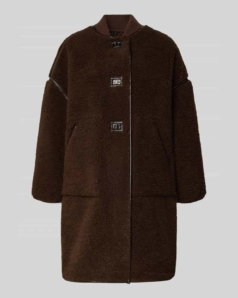 ba&sh Relaxed Fit Mantel aus Teddyfell Modell 'Millie Dunkelbraun