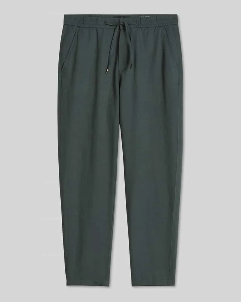 Marc O'Polo Relaxed Fit Hose aus Baumwolle-Leinen-Mix mit Tunnelzug Modell 'BELSBO Oliv