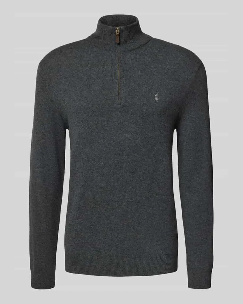 Ralph Lauren Strickpullover mit gerippten Abschlüssen Anthrazit