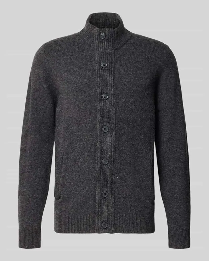 Barbour Cardigan mit Stehkragen Essential PATCH Graphit