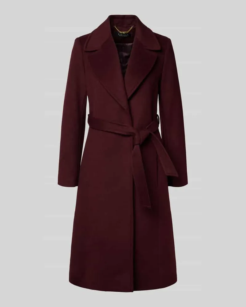 Ralph Lauren Mantel mit Reverskragen und Bindegürtel Bordeaux