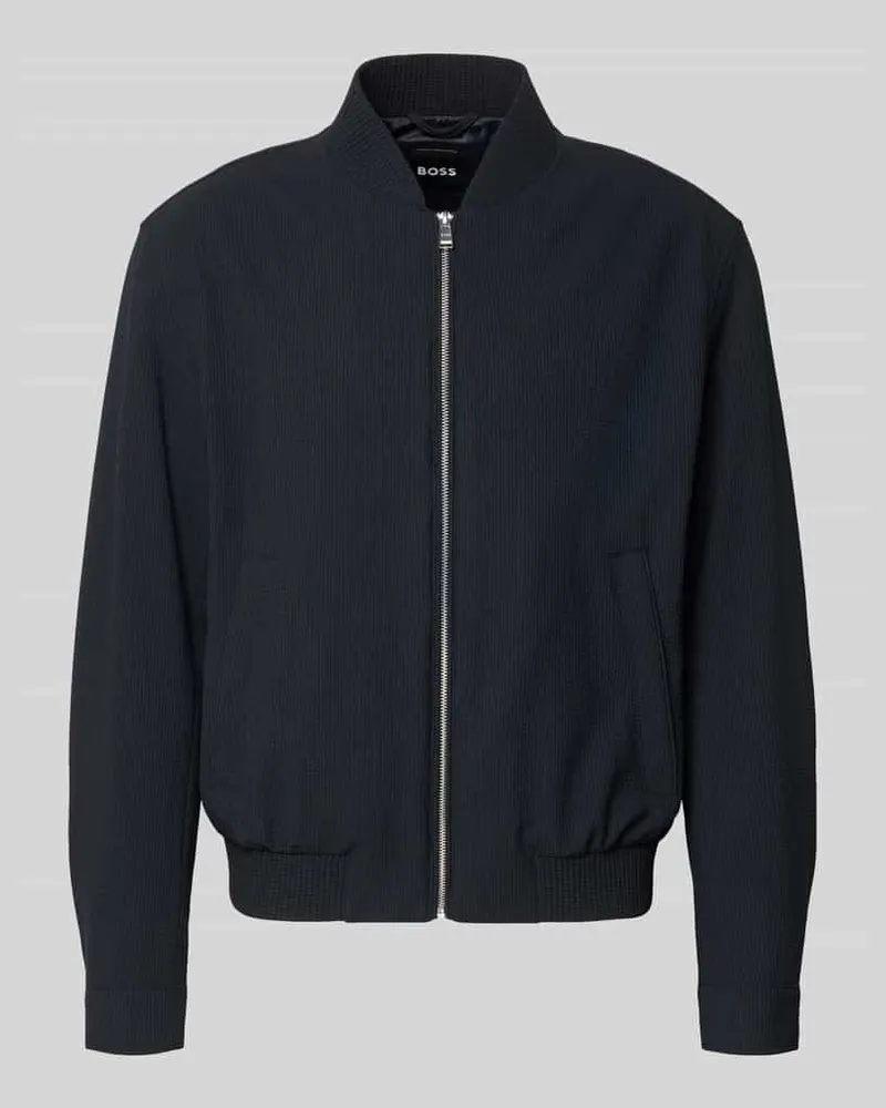 HUGO BOSS Regular Fit Blouson mit Baseball-Kragen Modell 'H-COMBO Marine