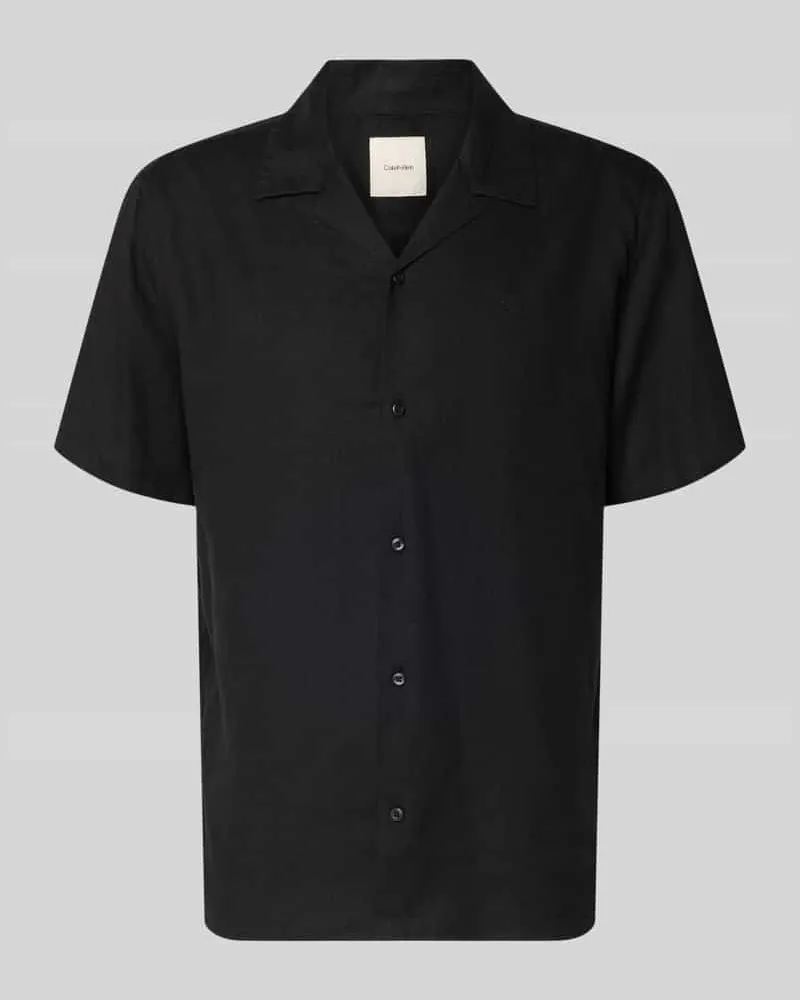 Calvin Klein Regular Fit Freizeithemd aus Leinen-Lyocell-Mix Black