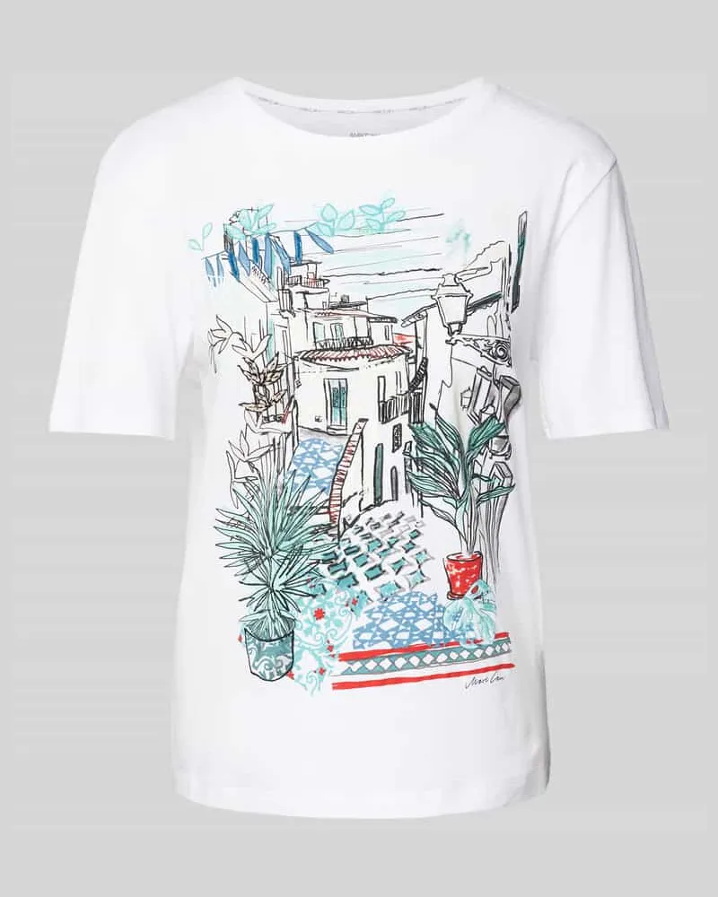 Marc Cain T-Shirt mit Motiv-Print Weiss