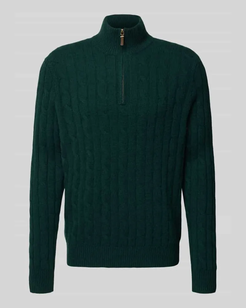 Ralph Lauren Strickpullover aus Kaschmir mit Stehkragen und Reißverschluss Dunkelgruen