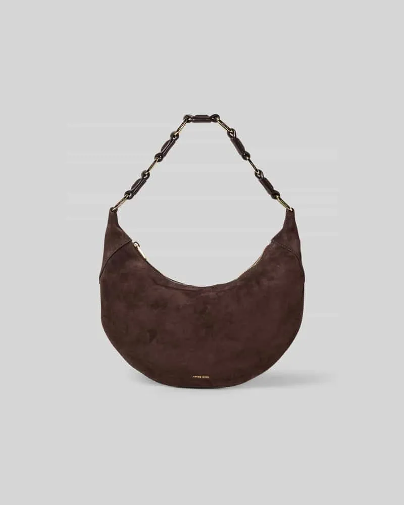 Anine Bing Hobo Bag mit Label-Print Dunkelbraun