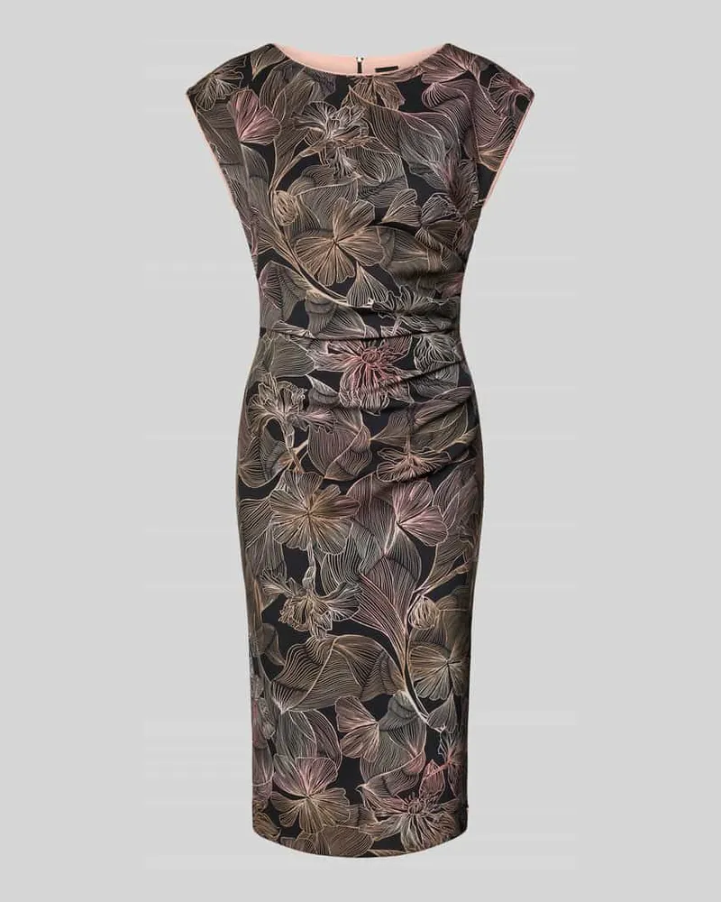 Marc Cain Regular Fit Etuikleid mit floralem Allover-Print Black