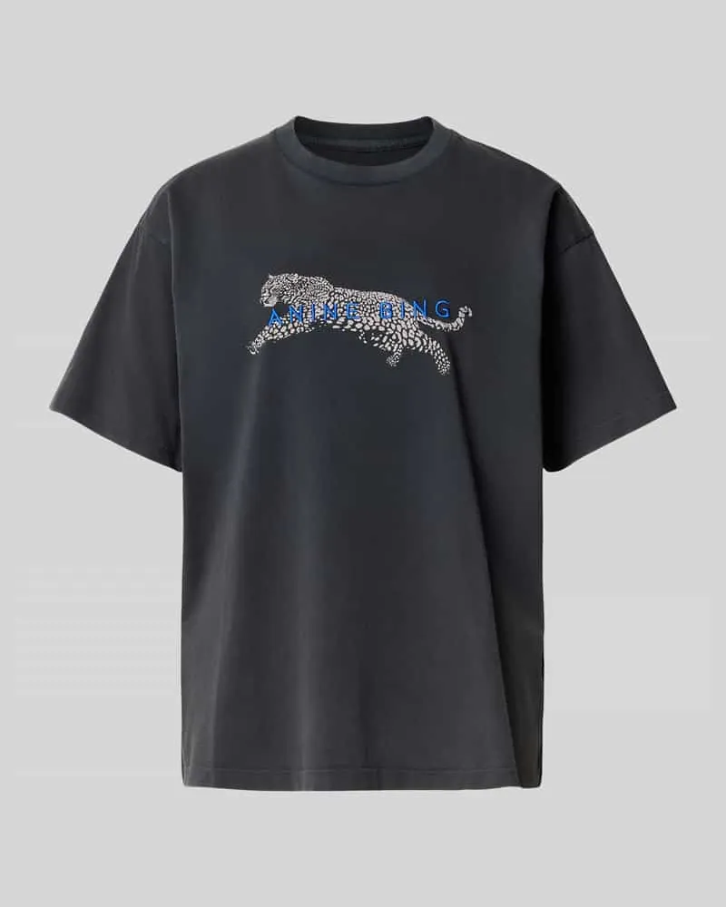 Anine Bing T-Shirt mit Leoparden-Motiv-Print Black