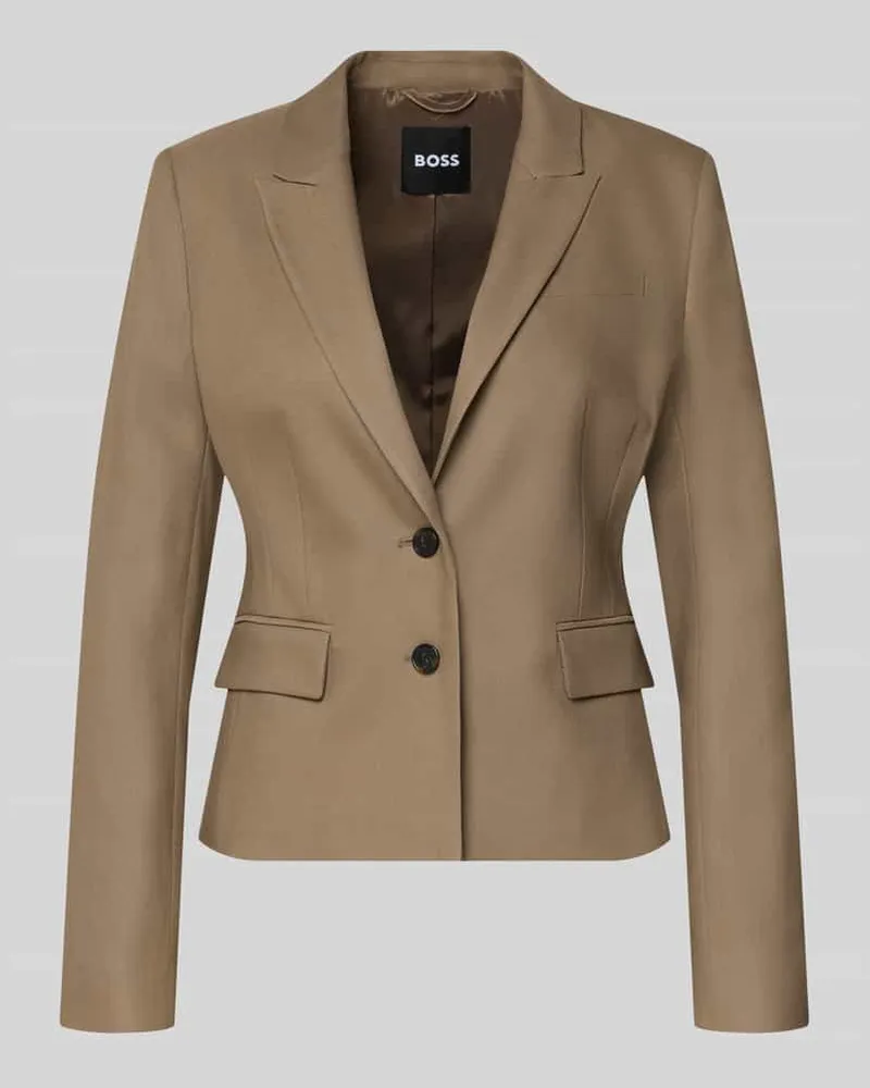 HUGO BOSS Slim Fit Kurzblazer aus Viskose-Lyocell-Mix Modell 'Jia18 Taupe