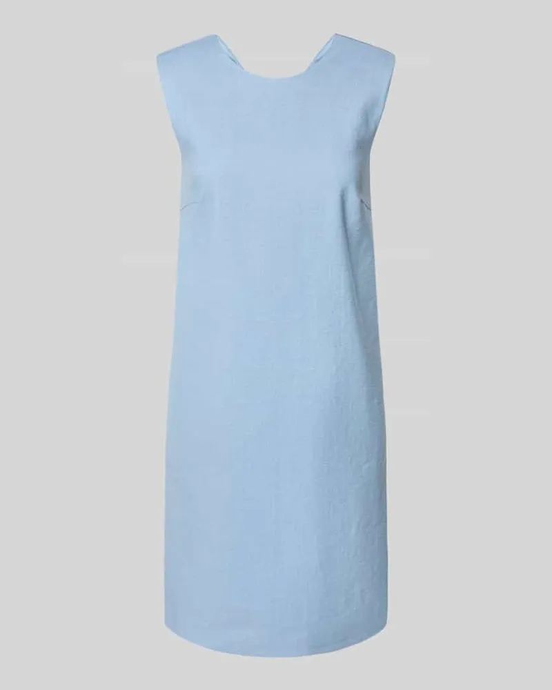windsor. Knielanges Kleid aus Leinen-Mix mit Rundhalsausschnitt Hellblau