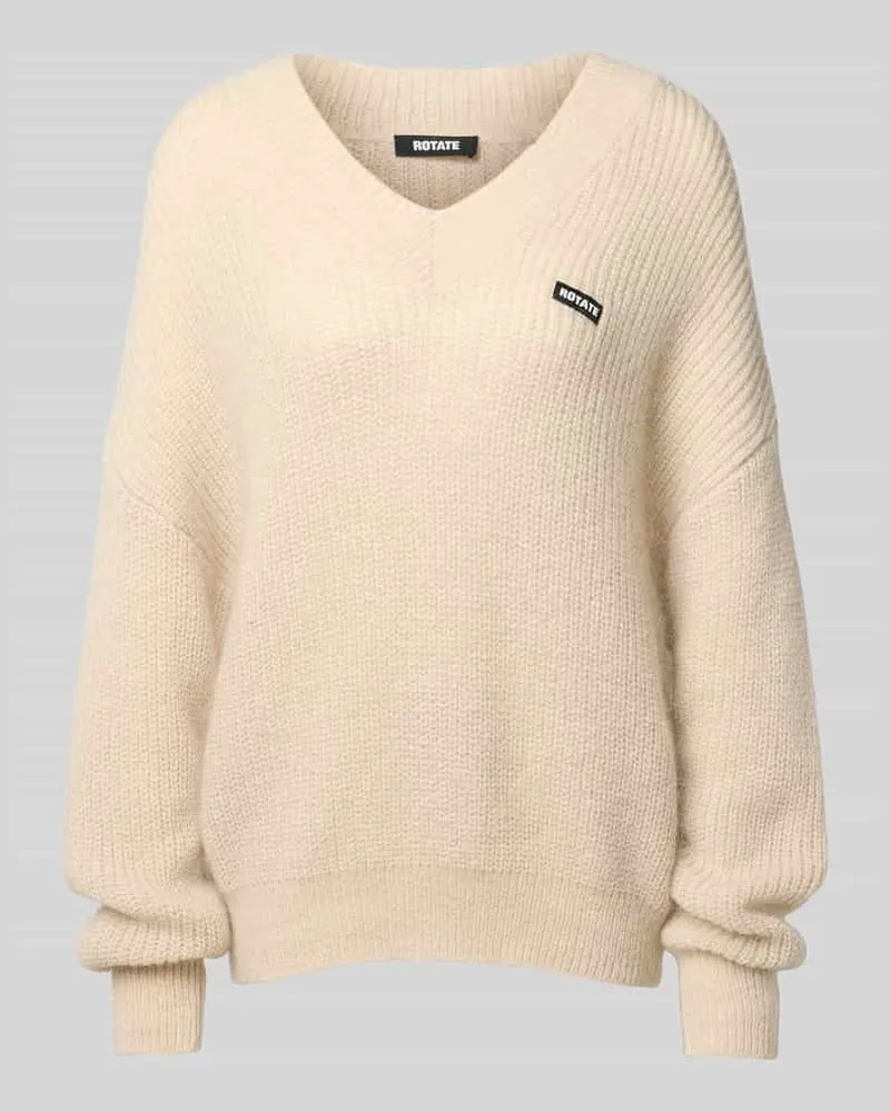 ROTATE Birger Christensen Oversized Pullover mit Woll-Anteil Beige