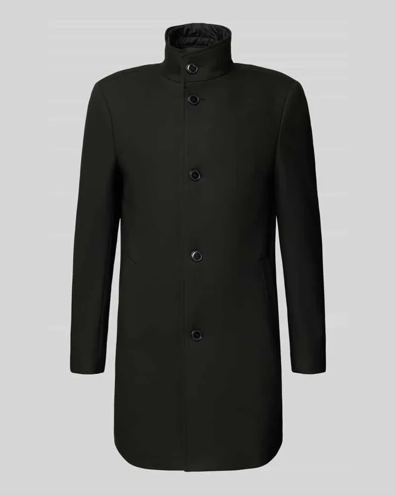 HUGO BOSS Slim Fit Mantel mit Strukturmuster Modell 'HYDE Black