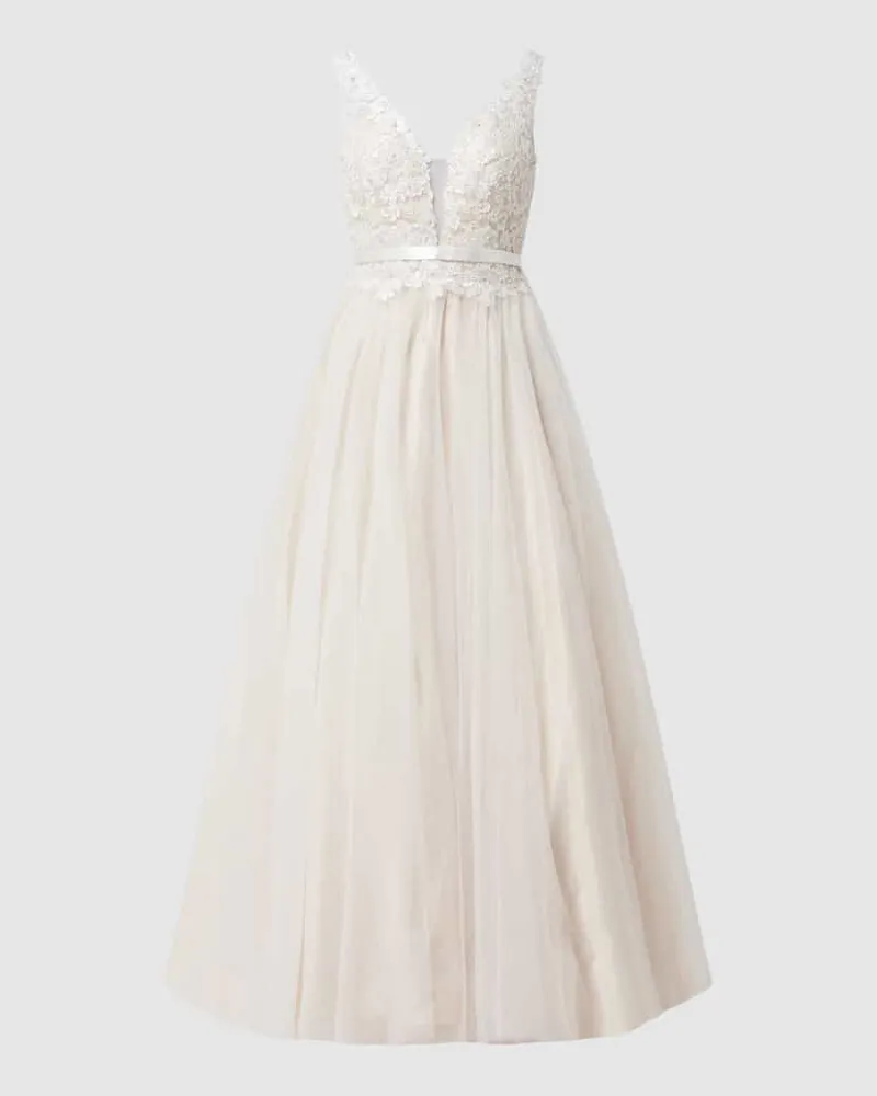 LUXUAR Brautkleid aus Spitze und Tüll Offwhite