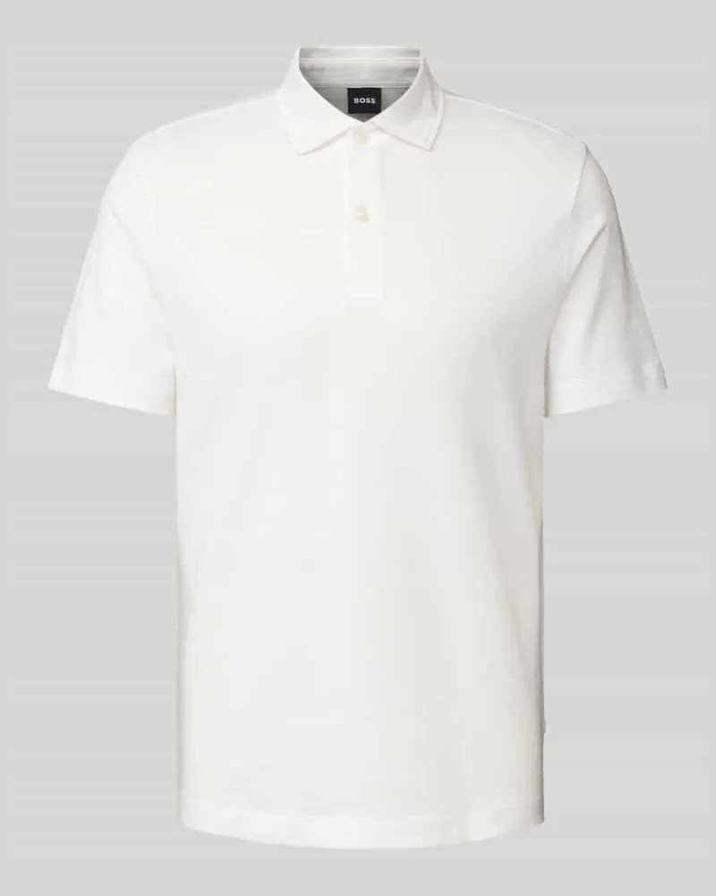 HUGO BOSS Poloshirt aus Leinen-Baumwoll-Mix Modell 'Press Weiss