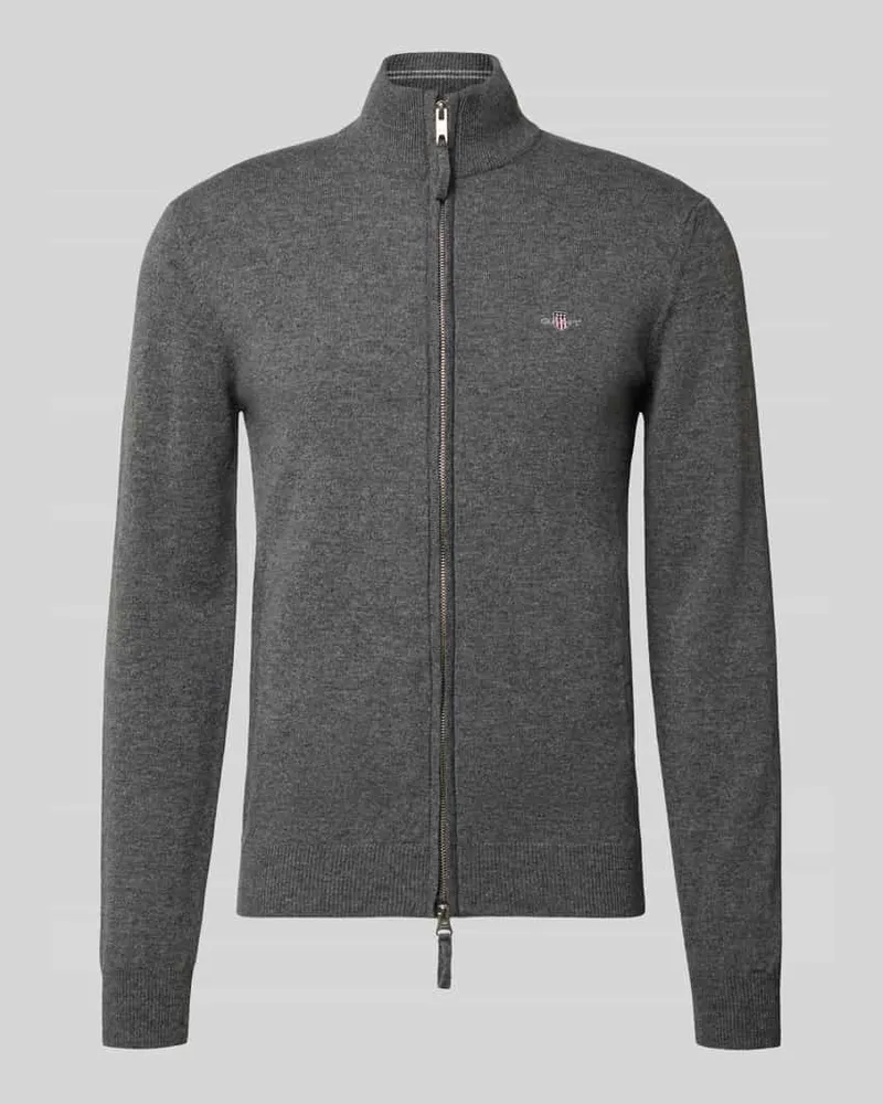 Gant Regular Fit Pullover aus reiner Wolle Mittelgrau