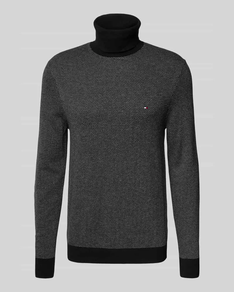 Tommy Hilfiger Regular Fit Rollkragenpullover aus Baumwoll-Kaschmir-Mix Black