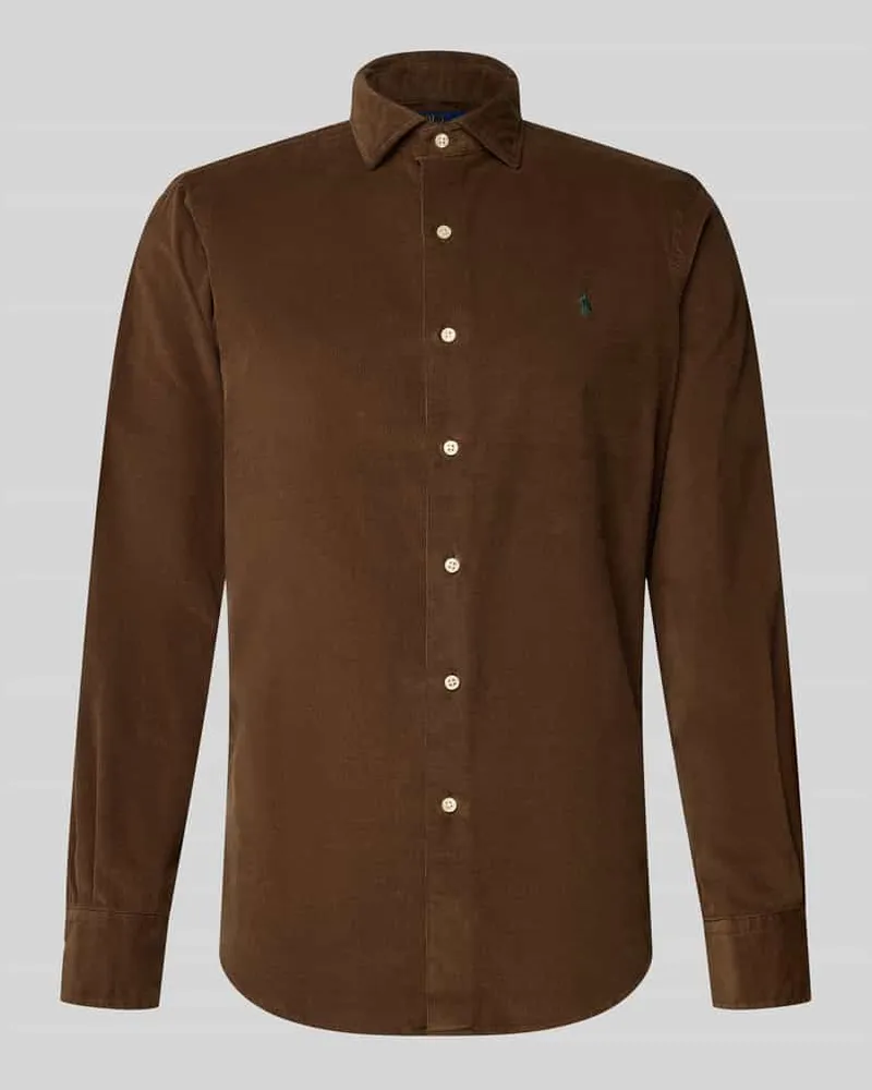 Ralph Lauren Regular Fit Freizeithemd mit Logo-Stitching Modell 'CORDUROY Schoko