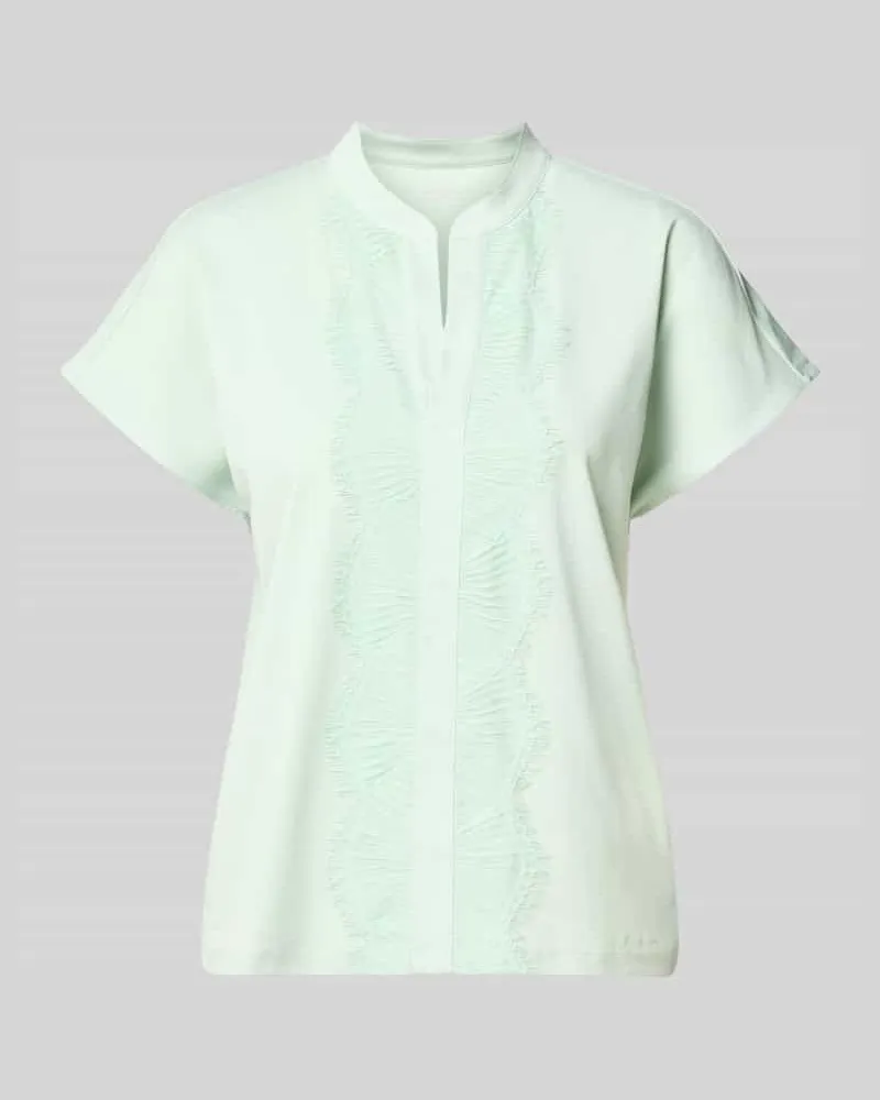 Marc Cain Regular Fit Bluse aus Baumwoll-Mix mit Spitzenbesatz Mint
