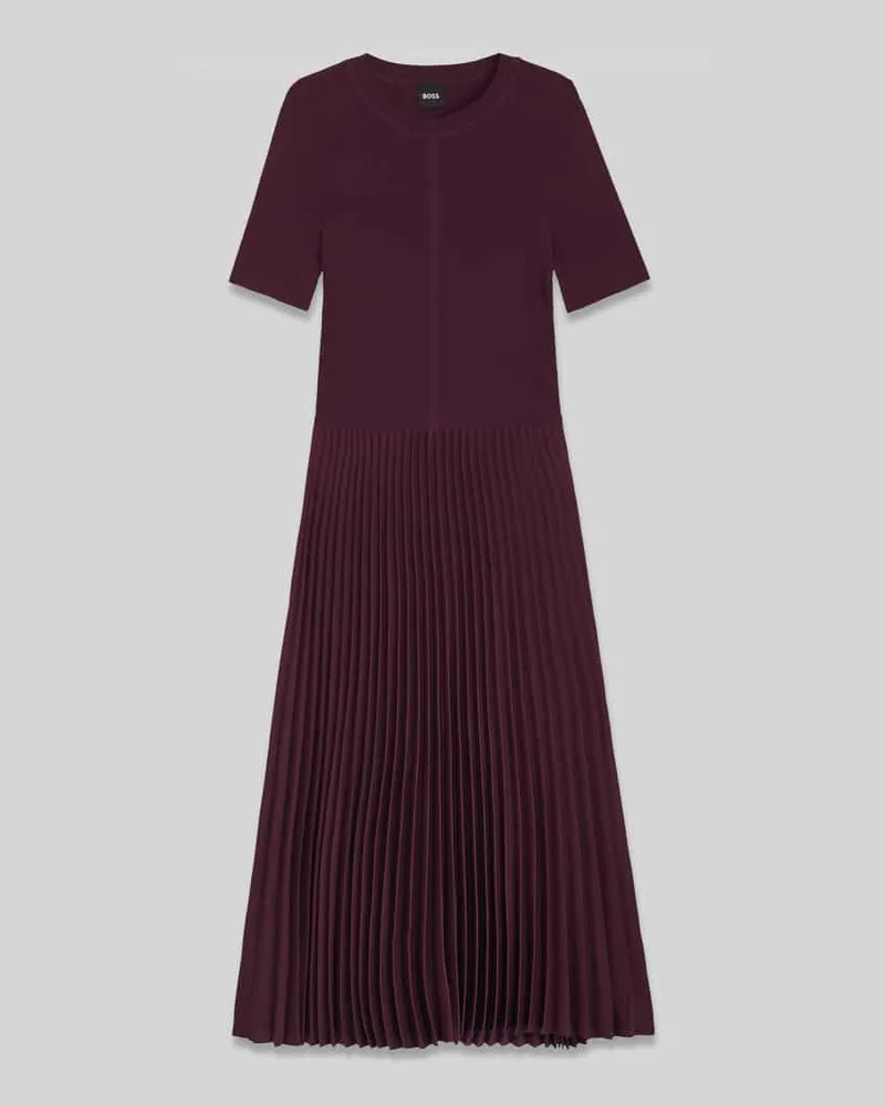 HUGO BOSS Figurbetontes Midikleid mit plissiertem Rockteil Modell 'FADRIDI Bordeaux