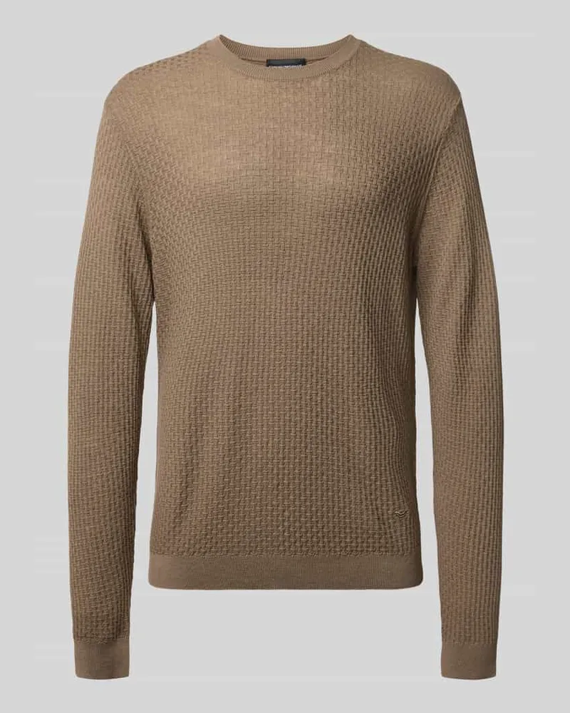 Emporio Armani Strickpullover mit gerippten Abschlüssen Hellbraun