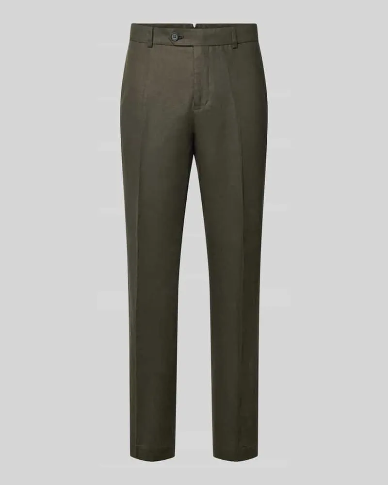Selected Homme Regular Fit Anzughose aus reinem Leinen Modell 'BAILEY Dunkelgruen