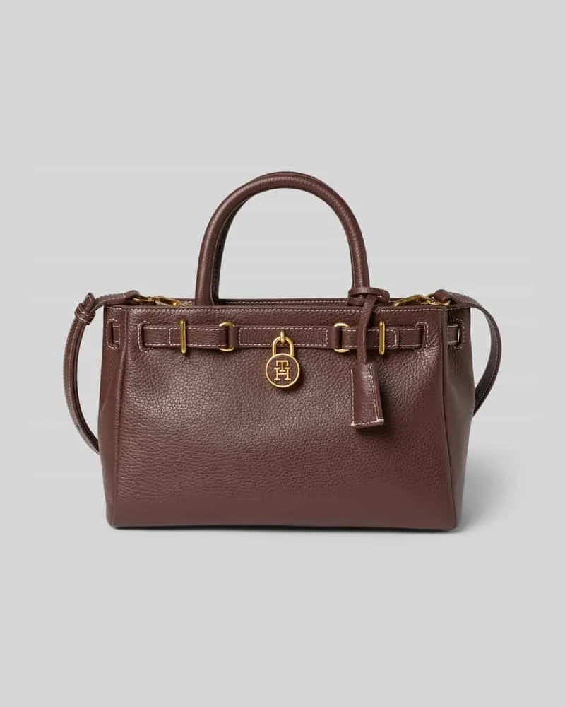 Tommy Hilfiger Henkeltasche aus echtem Rindsleder Dunkelbraun