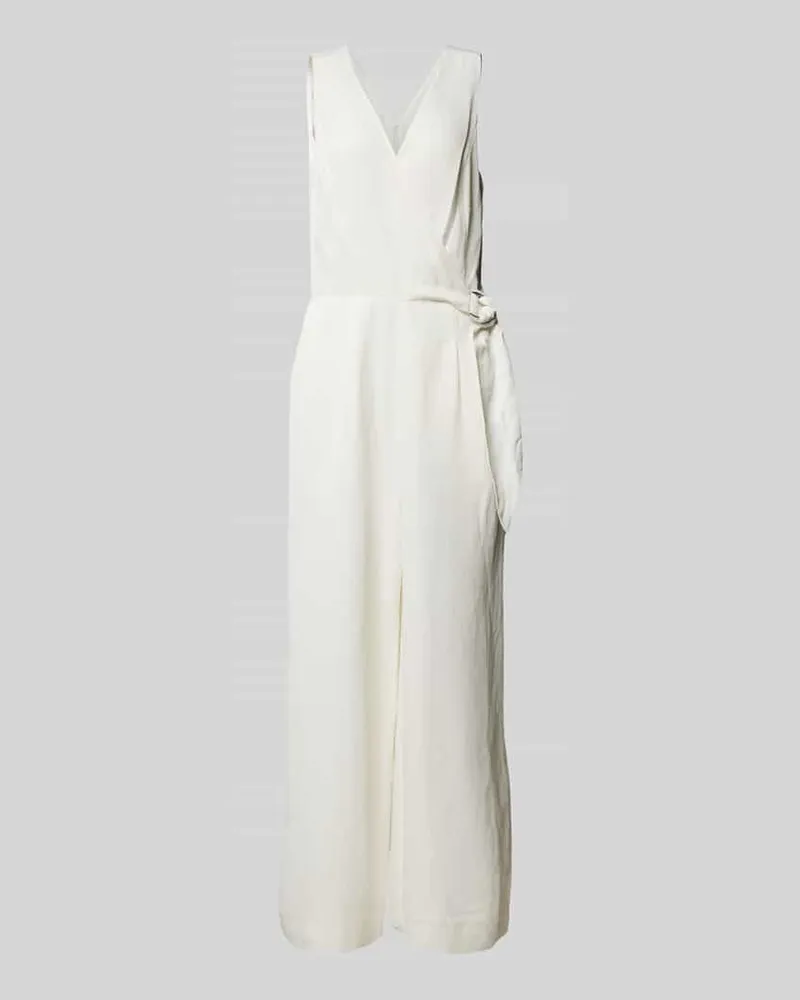 S.Oliver Regular Fit Jumpsuit aus Viskose-Leinen-Mix Weiss