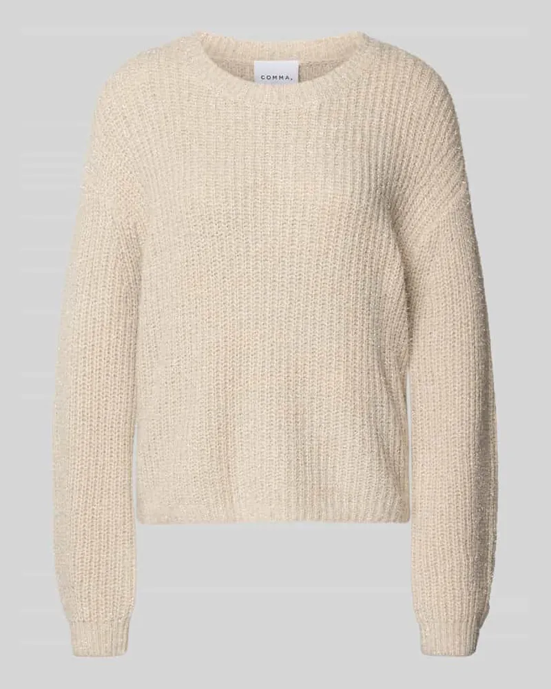COMMA Oversized Strickpullover mit gerippten Abschlüssen Offwhite
