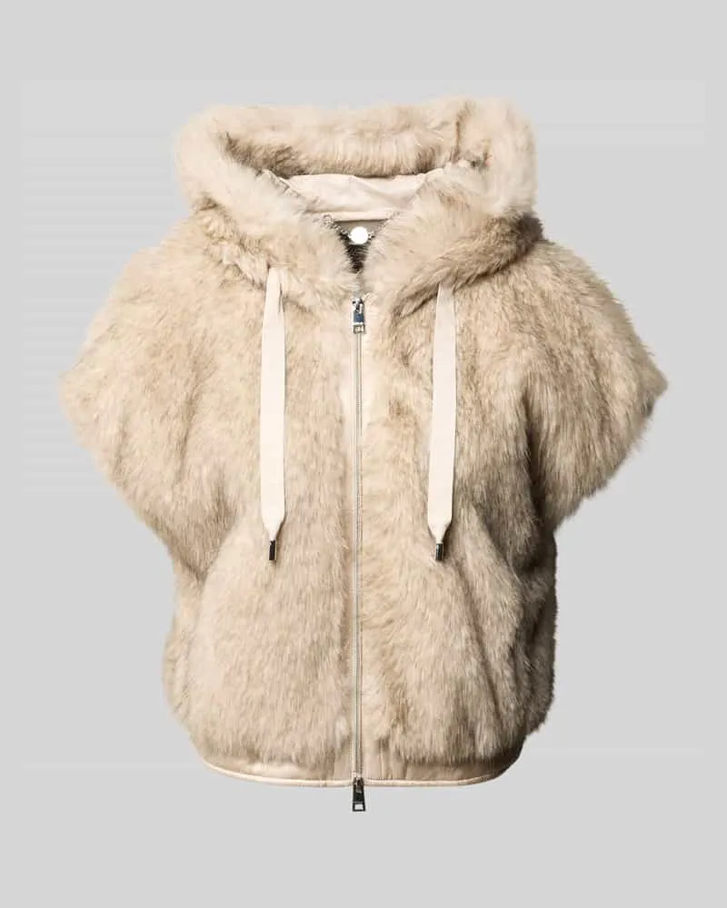 Marc Cain Regular Fit Weste aus Kunstfell Taupe