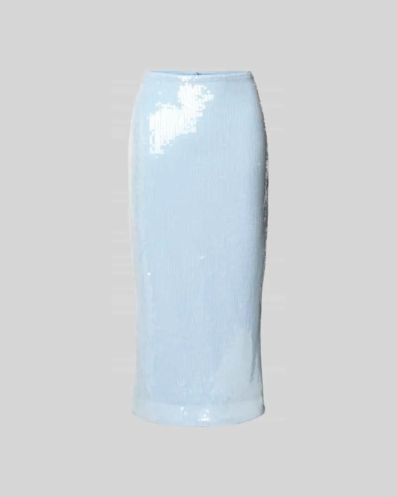 ROTATE Birger Christensen Midirock mit Allover-Pailettenbesatz Hellblau