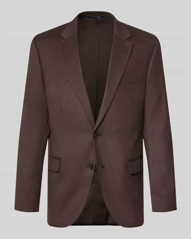 Christian Berg Slim Fit 2-Knopf-Sakko mit Pattentaschen Dunkelbraun