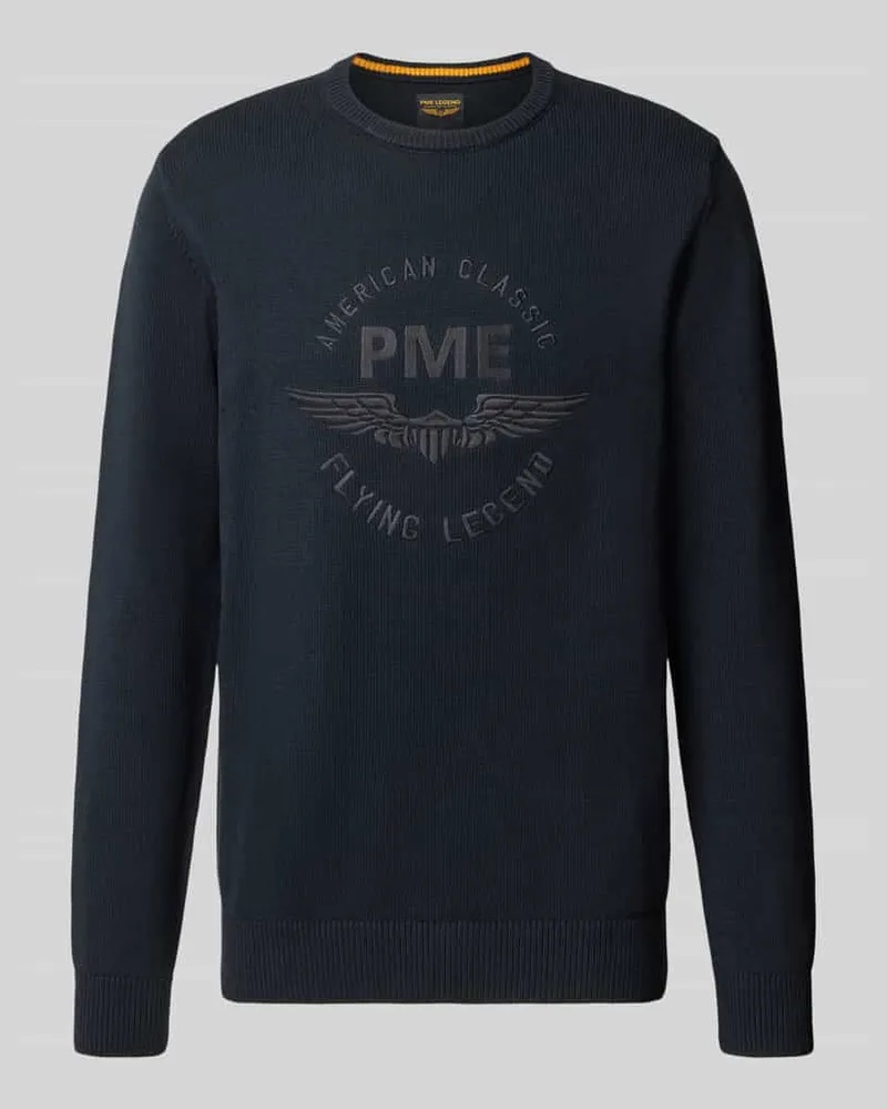 PME Legend Strickpullover aus reiner Baumwolle mit Logo-Stickerei Marine