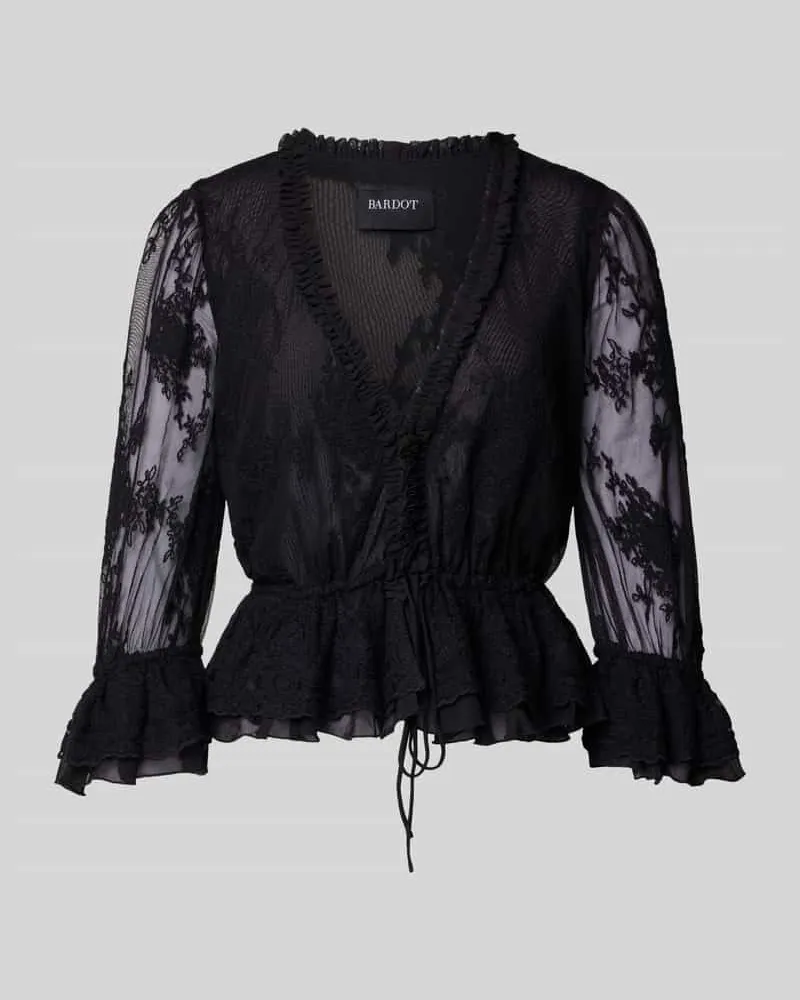 Bardot Regular Fit Bluse aus Mesh mit V-Ausschnitt Black