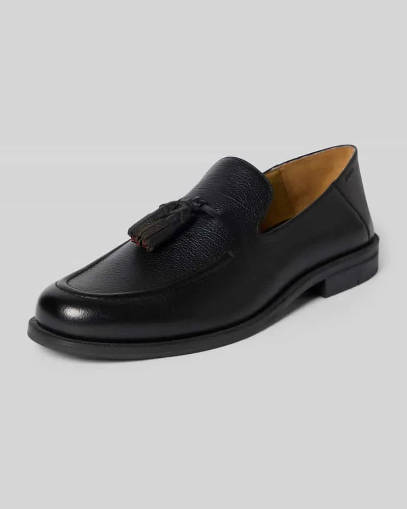 HUGO BOSS Tassel Loafer aus echtem Leder Black