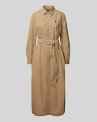 Ralph Lauren Hemdblusenkleid mit Bindegürtel Modell 'CORY Khaki