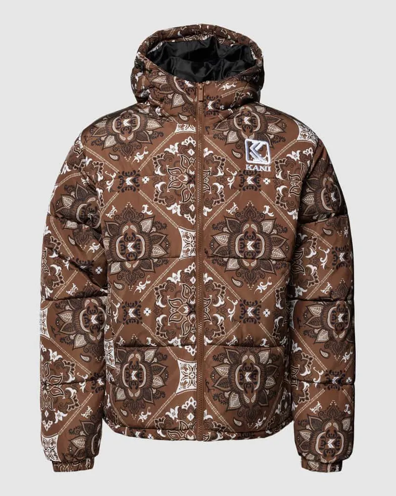 Karl Kani Steppjacke mit Allover-Muster Schoko