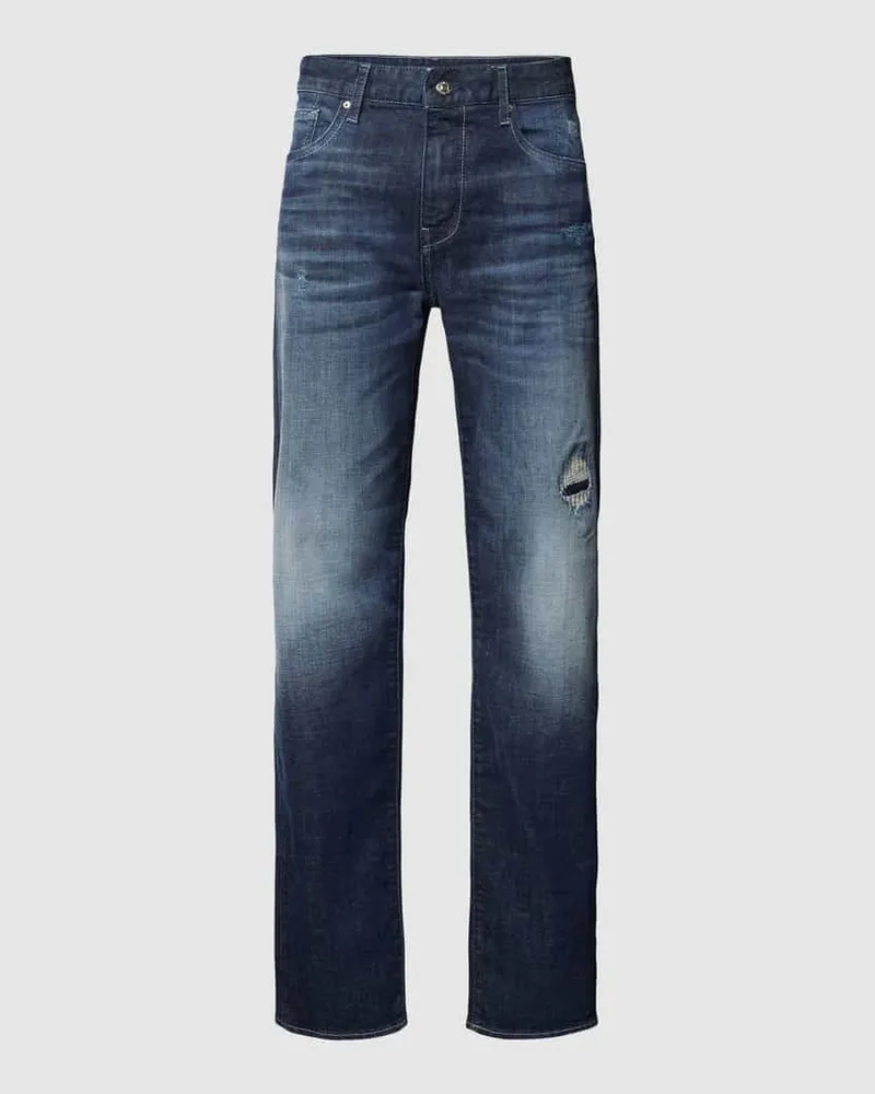 Armani Exchange Slim Fit Jeans im Destroyed-Look Dunkelblau