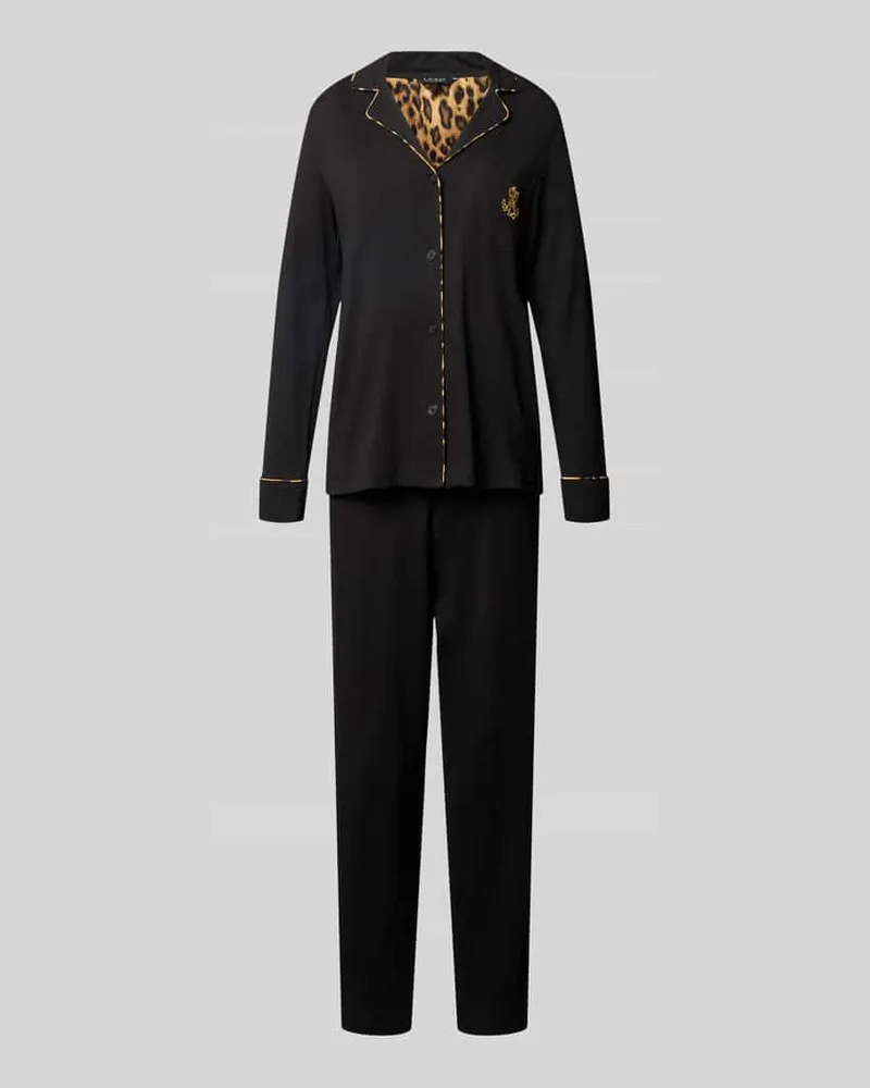 Ralph Lauren Regular Fit Pyjama aus Baumwoll-Viskose-Mix im Set Black