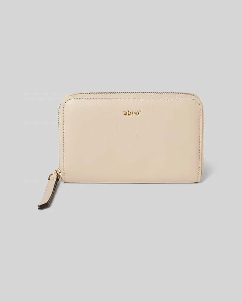 Abro Lederportemonnaie mit Label-Applikation Sand