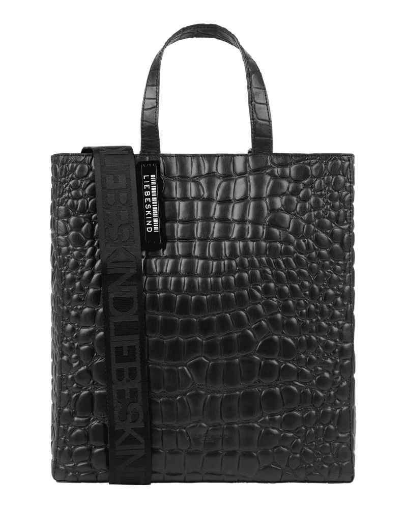 Liebeskind Tote Bag mit Label-Detail Modell 'Kroko Black