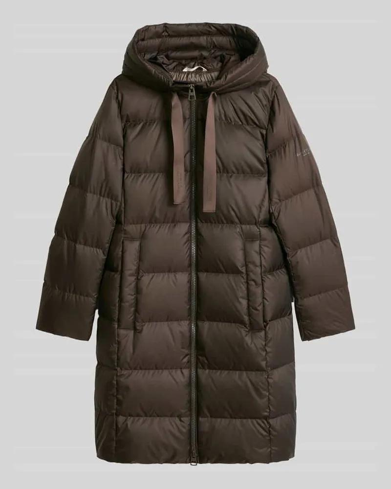 Marc O'Polo Regular Fit Daunenmantel mit Label-Print Dunkelbraun