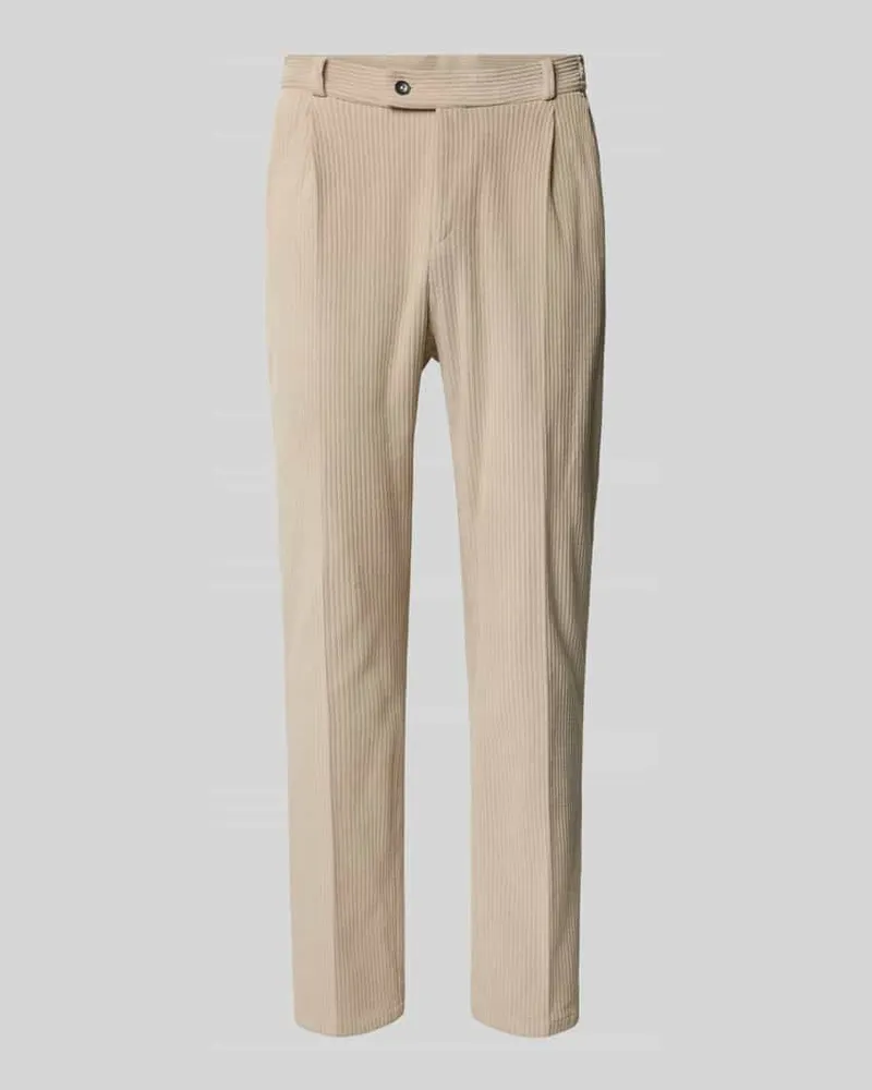 Zuitable Cordhose mit Bügelfalten und Gesäßtaschen Beige