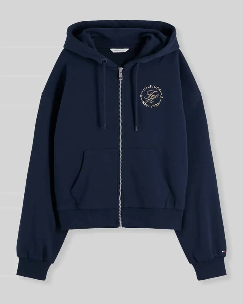 Tommy Hilfiger Relaxed Fit Sweatjacke aus reiner Baumwolle Marine