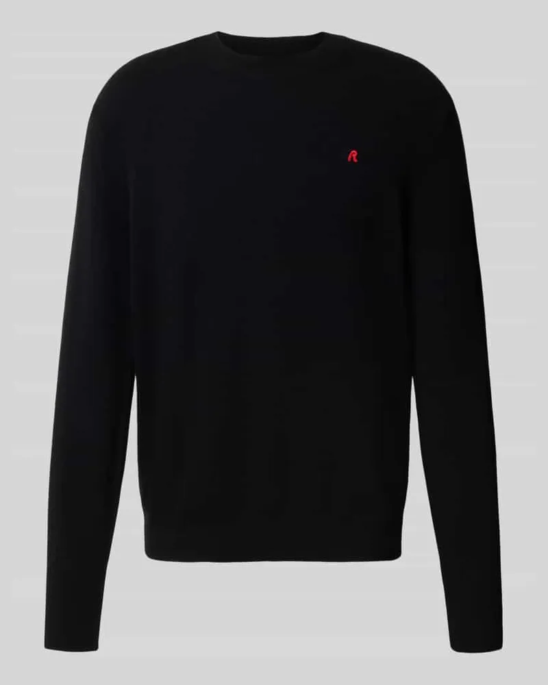 Replay Strickpullover aus Lanawoll-Mix mit Rundhalsausschnitt Black