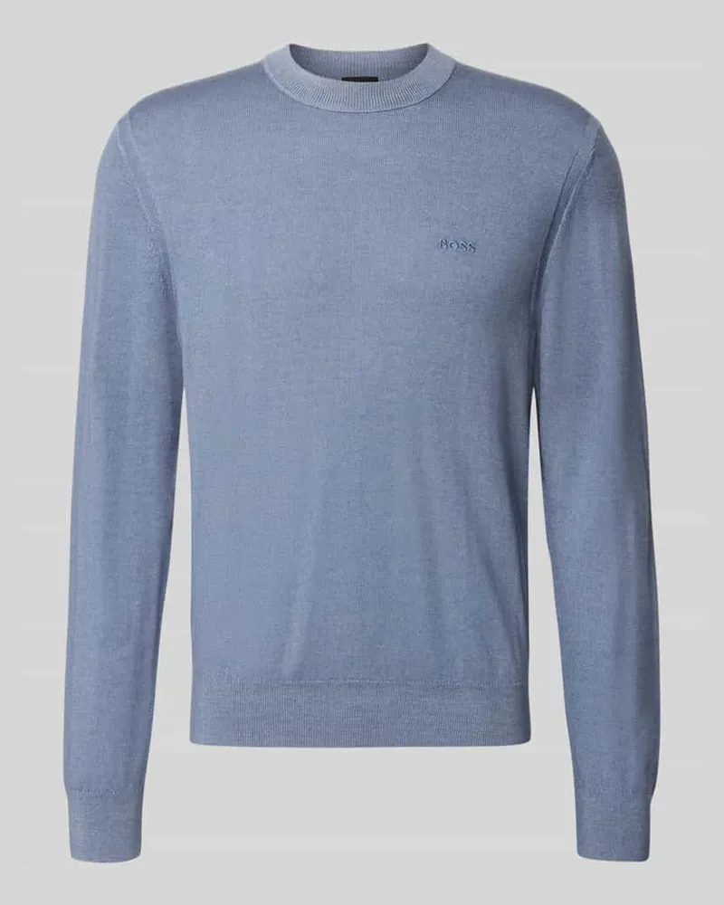HUGO BOSS Regular Fit Pullover aus reiner Schurwolle Modell 'Kestefo Blau