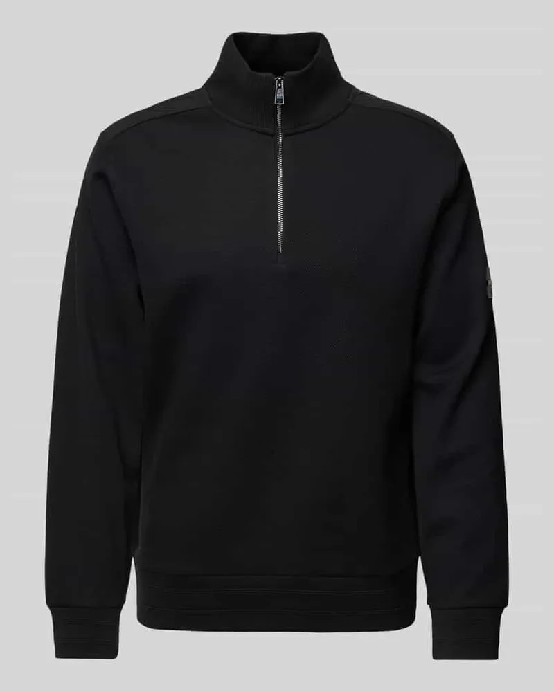 HUGO BOSS Sweatshirt mit Troyer-Kragen Modell 'Sidney Black