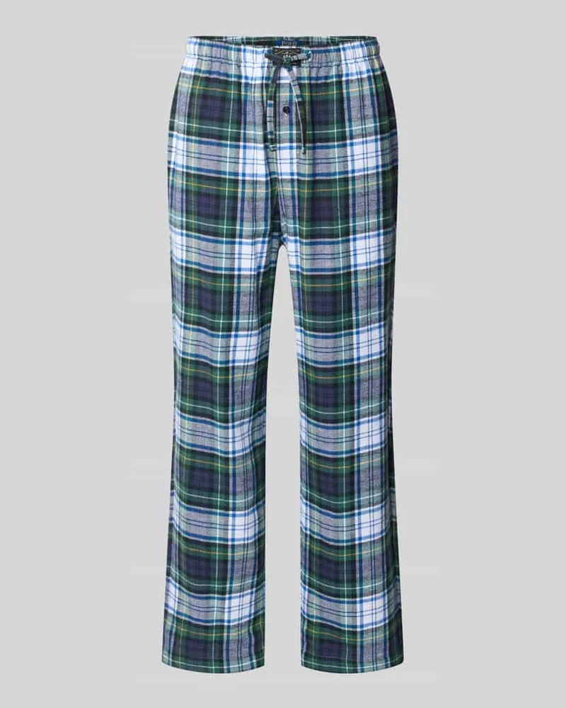 Ralph Lauren Relaxed Fit Pyjama-Hose mit Logo-Patch Modell 'Sleep Dunkelgruen